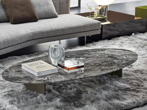 LINHA - Low oval marble coffee table - Coffee table by Minotti