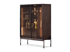SUPERQUADRA - Rosewood display cabinet with integrated lighting - Cabinet by Minotti