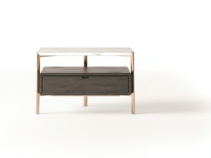 Eros - Rectangular wooden bedside table with drawers - Side table by MisuraEmme
