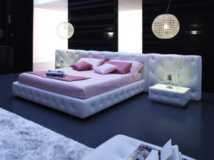 AURIGA - Leather bed with tufted headboard - Bed frame by MitoHome