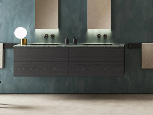 BLOCK H.48 - Double wooden vanity unit with drawers - Washbasin cabinet by Moab