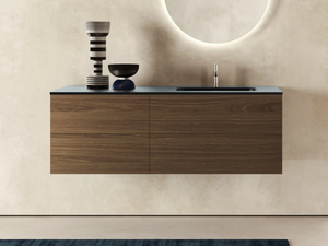 BLOCK H.48 - Wall-mounted wooden vanity unit - Washbasin cabinet by Moab