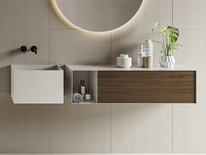 ZERO20 - Wall-mounted plate vanity unit with doors - Door by Moab