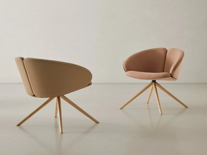PEACH - Trestle-based fabric easy chair - Armchair by Mobboli
