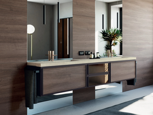 ART 3 - Double wall-mounted vanity unit with drawers - Washbasin cabinet by Mobilcrab