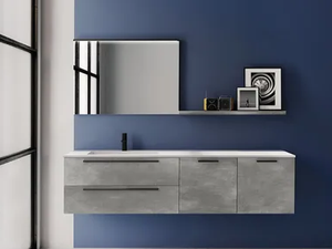 EASY 3 - Wall-mounted HPL vanity unit with drawers - Washbasin cabinet by Mobilcrab