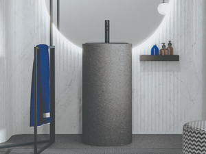 FOUNT 3 - Single round freestanding washbasin in eco-stone - Washbasin by Mobilcrab