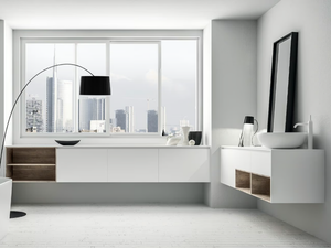INFINITY 10 - Wall-mounted HPL vanity unit with drawers - Washbasin cabinet by Mobilcrab