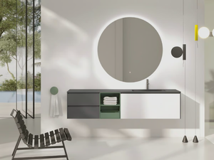 INFINITY 18 - Wall-mounted HPL vanity unit with drawers - Washbasin cabinet by Mobilcrab