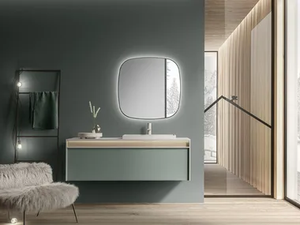 LINE 4 - Wall-mounted HPL vanity unit with drawers - Washbasin cabinet by Mobilcrab