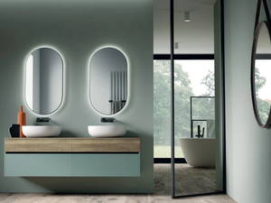 MOOD 8 - Double wall-mounted HPL vanity unit with drawers - Washbasin cabinet by Mobilcrab