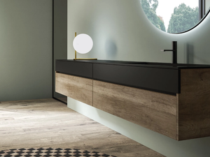 MOOD 9 - Wall-mounted vanity unit with drawers - Washbasin cabinet by Mobilcrab