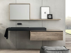 PIANI 1A - Wall-mounted HPL vanity unit - Washbasin cabinet by Mobilcrab
