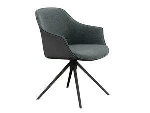 KEDUA - Upholstered trestle-based fabric chair with armrests - Chair by Mobliberica