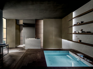 BLADE - Oak and stone bathroom furniture set - Washbasin cabinet by MODULNOVA