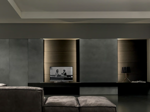 BLADE - Oak storage wall with integrated lighting - Cabinet by MODULNOVA