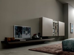 BLADE - Wall-mounted wooden and aluminum TV wall system - Cabinet by MODULNOVA