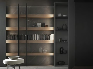 BRERA - Wooden bookcase with built-in lights - Cabinet by MODULNOVA