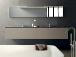 LIGHT - Double wall-mounted milltech vanity unit - Washbasin cabinet by MODULNOVA