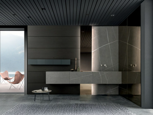SKILL GRES - Porcelain stoneware bathroom cabinet - Washbasin cabinet by MODULNOVA
