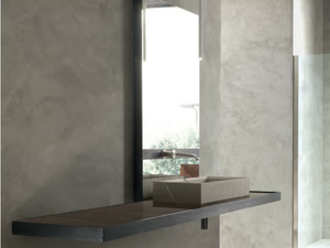 SURF - Single oak vanity unit with mirror - Washbasin cabinet by MODULNOVA
