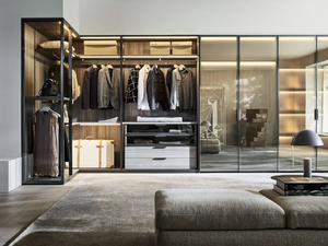 GLISS MASTER - Sectional wood and glass wardrobe _ Molteni & C. - wardrobe by Molteni