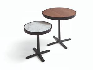 KEW - Round coffee table with 4-star base and marble/wooden top _ Molteni & C. - Coffee table by Molteni