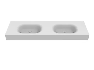 AQUATICO SYSTEM - Wall-mounted double round Solid Surface washbasin - Washbasin by MOMA Design