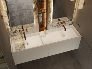 CANASTA - Wall-mounted double Solid Surface washbasin - Washbasin by MOMA Design