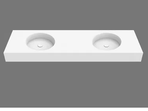 CIRCLE SYSTEM - Wall-mounted double round Solid Surface washbasin - Washbasin by MOMA Design