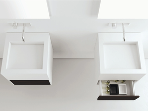 CUBIC - Wall-mounted square washbasin with drawers - Washbasin by MOMA Design