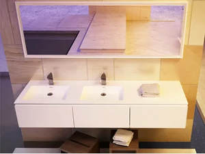 MODULE DESK 50 - Double rectangular washbasin with integrated countertop - Washbasin by MOMA Design
