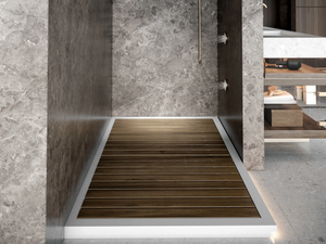 ONE SHOWER TEAK - Slatted rectangular Solid Surface shower tray - Shower tray by MOMA Design