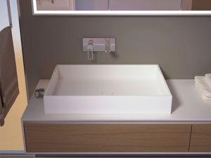 QUADRANT - Countertop rectangular Solid Surface washbasin - Washbasin by MOMA Design