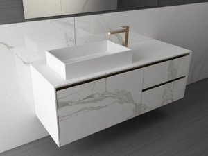 VICTORIA - Single wall-mounted porcelain stoneware vanity unit - Washbasin cabinet by MOMA Design