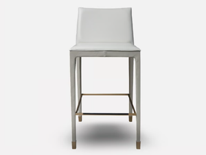 CUBÉ - High upholstered leather stool with back - Stool by MORADA