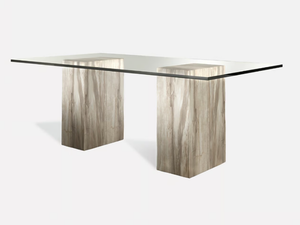 PETRA PILLAR - Rectangular wood and glass dining table - Table by MORADA