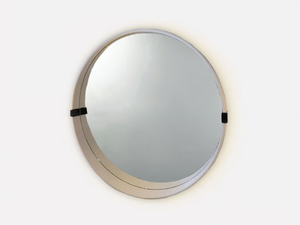 RONDO - Framed wall-mounted leather mirror - Accessories by MORADA