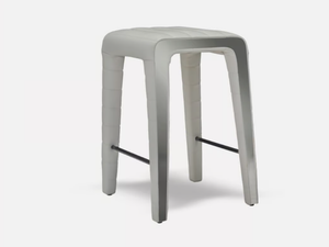 SALTO - Upholstered leather stool with footrest - Stool by MORADA