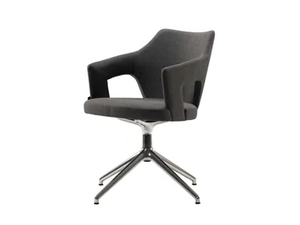 PORTO - Swivel trestle-based fabric chair with armrests - Chair by Morgan