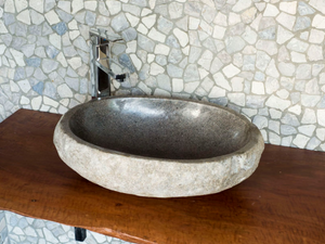 FIUME - Round countertop stone washbasin - Washbasin by Mosaix
