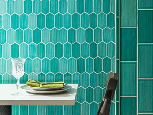 JAPAN HEXAGON LONG GREEN - Ceramic mosaic - Wall tile-stone-brick by Mosaix