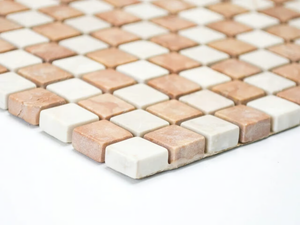 MARMO - 5151520 - Botticino and Rosso Verona marble mosaic - Wall tile-stone-brick by Mosaix