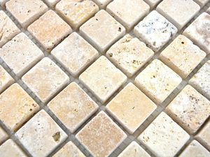 MARMO - 5679628 - Gold, Silver and Noce travertine mosaic - Floor tile-stone by Mosaix
