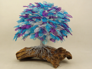 BLUE JACARANDA - Aluminium and olive wood sculpture - Styling by Mosche Bianche