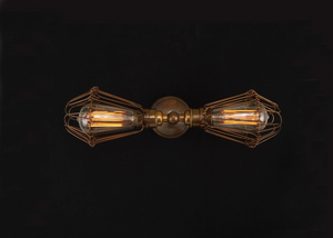 PRAIA DOUBLE CAGE - Handmade brass wall lamp - Wall lamp by mullan lighting