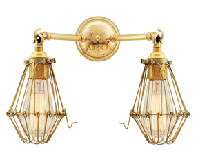 RIGO DOUBLE ARM CAGE WALL LIGHT - Handmade brass wall lamp - Wall lamp by mullan lighting