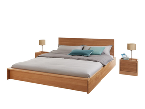 FLAI - English oak double bed with headboard - Bed frame by Müller Small Living