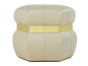 JEANE - Upholstered round leather pouf - Pouf by Munna