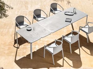 PUSH - Extending garden table with aluminium base and stoneware top - Table by MY YOUR
